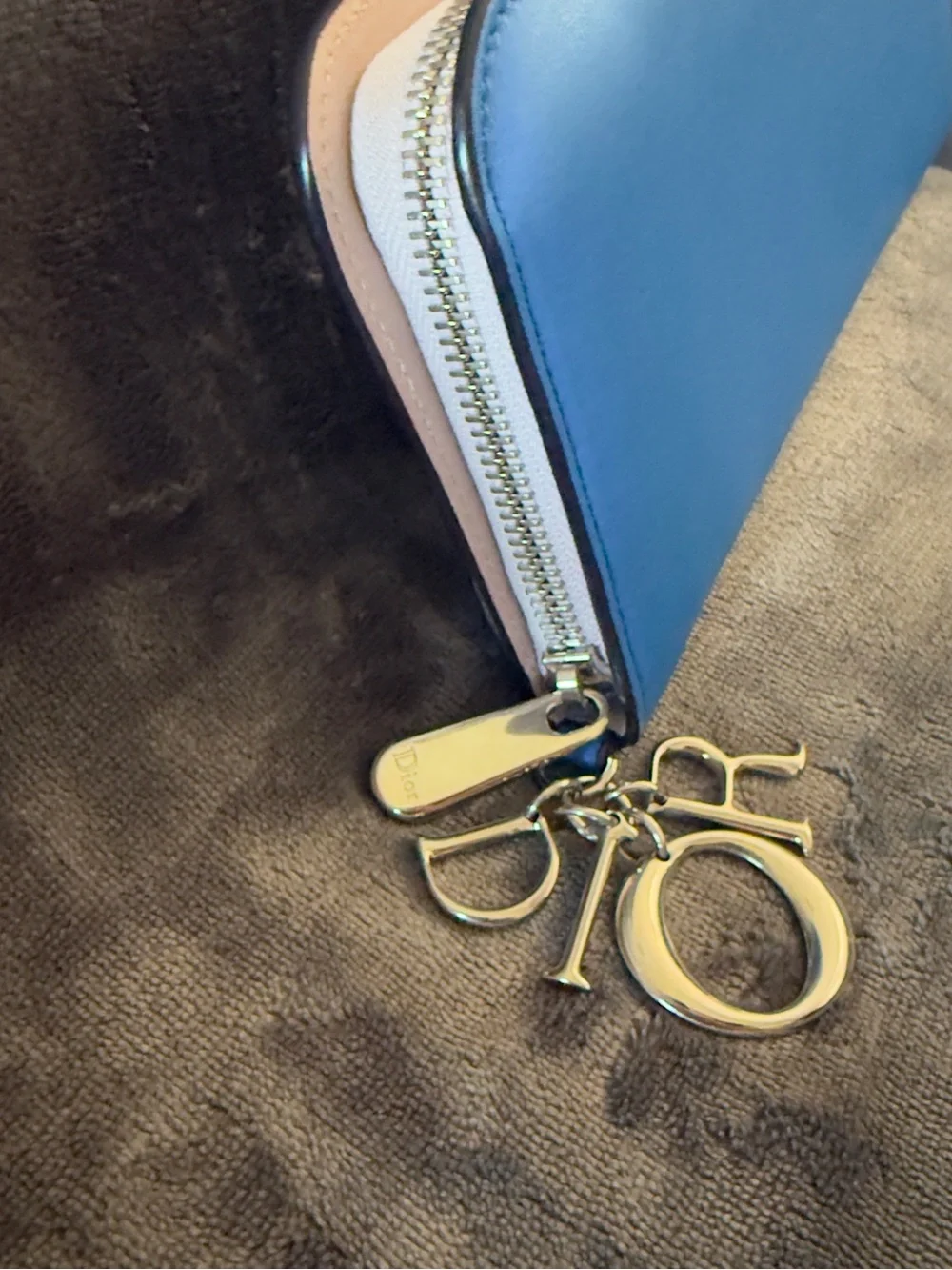 Christian Dior Diorissimo Blue Zip-Around Women's Wallet with Silver Hardware